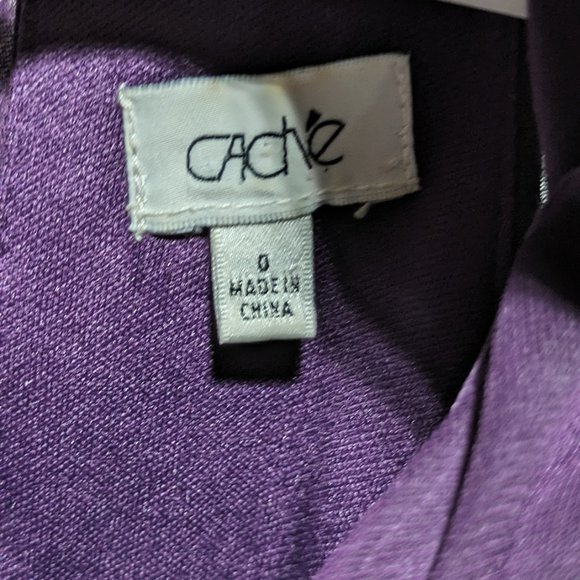 Cache Size 0 Purple Evening Gown with Beaded Collar & Waist - Picture 6 of 7